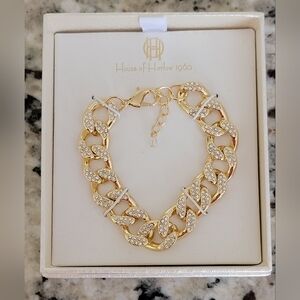 House of Harlow 1960 Gold Tone Link Bracelet with Rhinestones NWT